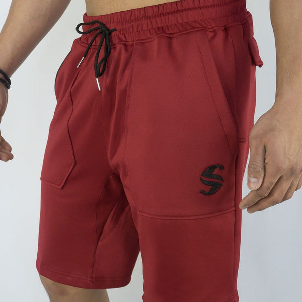 Training Shorts - Sweat Industry Apparel Burgundy Front