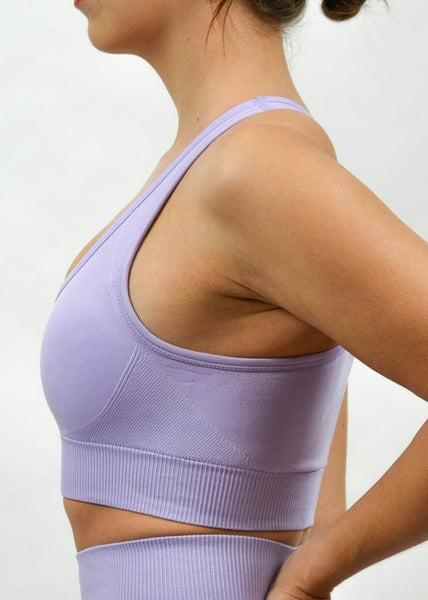 Seamless Flex Sports Bra- Sweat Industry Apparel Lilac Side