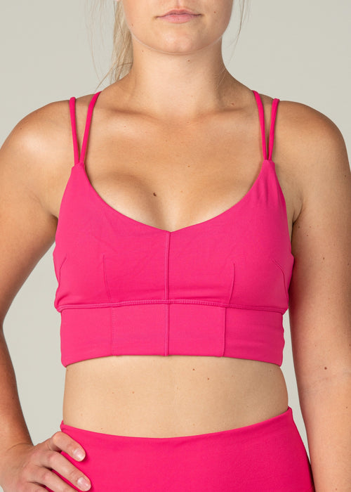 Essential Sports Bra - Sweat Industry Apparel Hot Pink Front