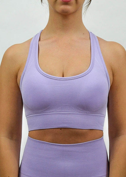 Seamless Flex Sports Bra- Sweat Industry Apparel Lilac Front