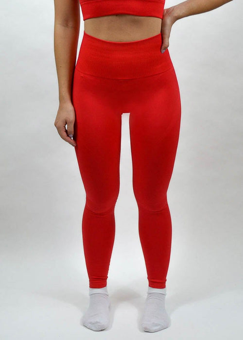 Seamless Flex Leggings- Sweat Industry Apparel Hot Red Front