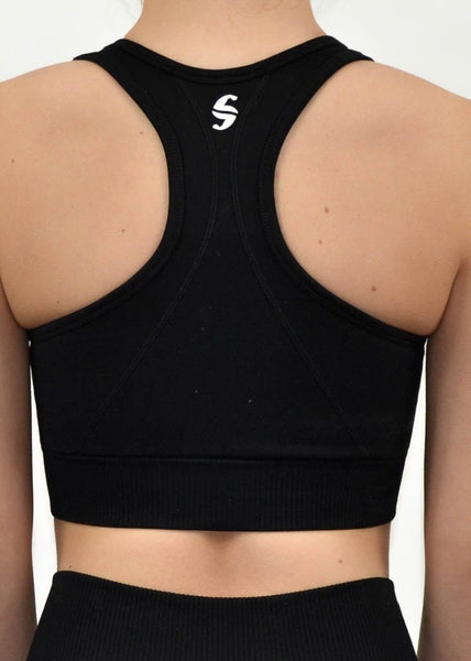 Seamless Flex Sports Bra- Sweat Industry Apparel Black Back