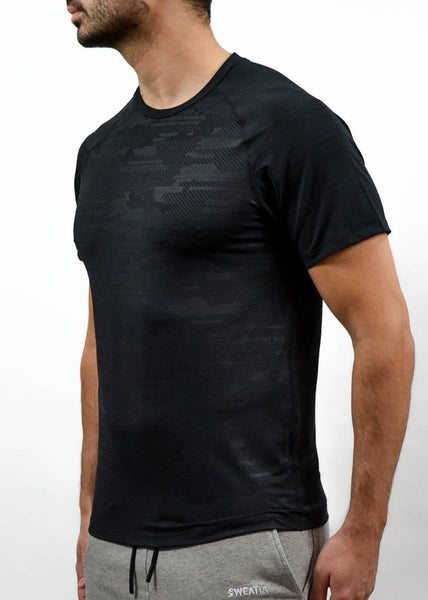 Military Compression Tee - Sweat Industry Apparel Army Black Side