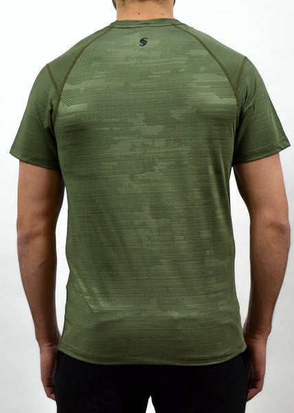 Military Compression Tee - Sweat Industry Apparel Army Green Back