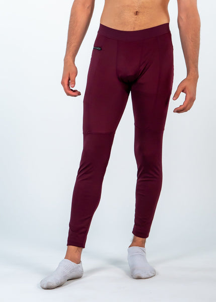Men's Power Compression Pants - Sweat Industry Apparel Burgundy Front