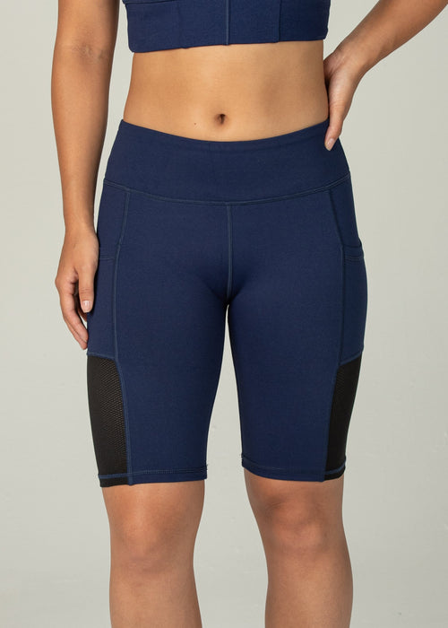 Essential Biker Shorts - Sweat Industry Apparel Indigo Front