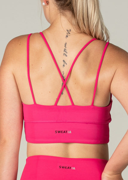 Essential Sports Bra - Sweat Industry Apparel Hot Pink Back