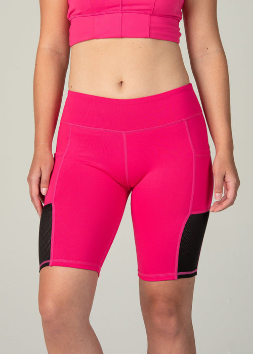 Essential Biker Shorts - Sweat Industry Apparel Hot Pink Front