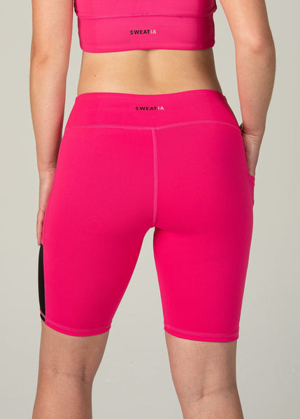 Essential Biker Shorts - Sweat Industry Apparel Hot Pink Back